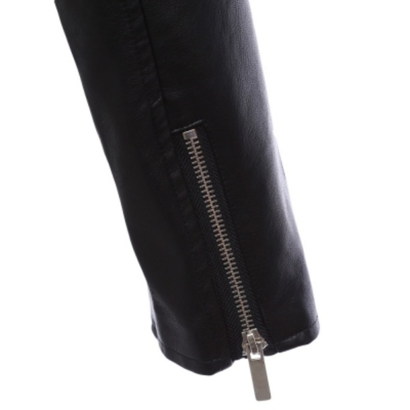 Faux Leather Biker Moto Jacket in Black - Picture 4 of 6